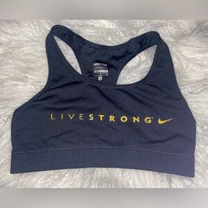 Nike Pro Black Sports Bra with Yellow Logo